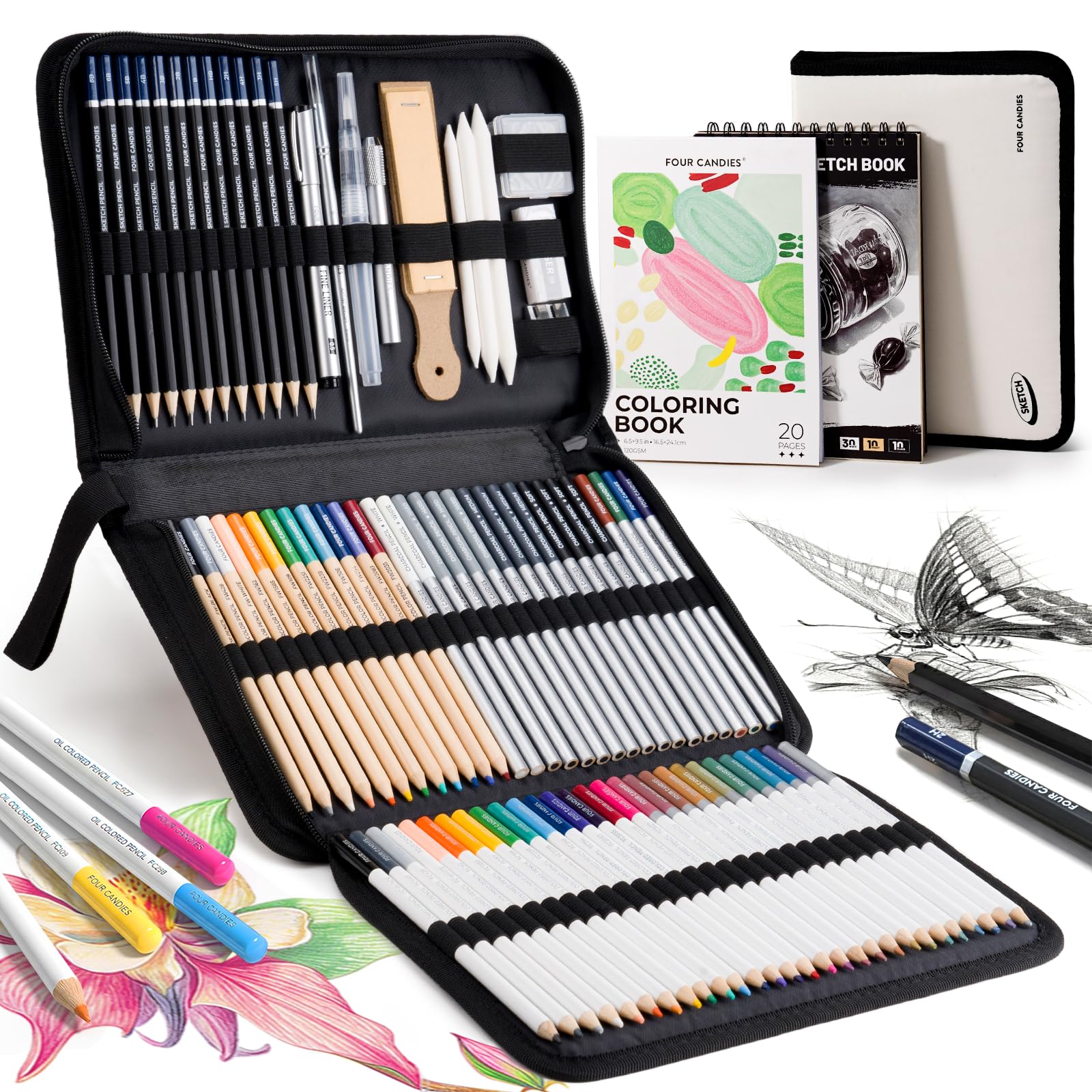 Amazon.com: Four Candies 87 Pack Sketching Kit for Artist Gifts